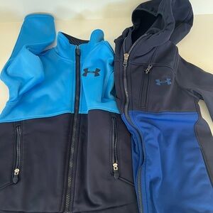 BUNDLE 2 Under Armour ColdGear Jacket in Blue and Black. 1 w/hood 1 without